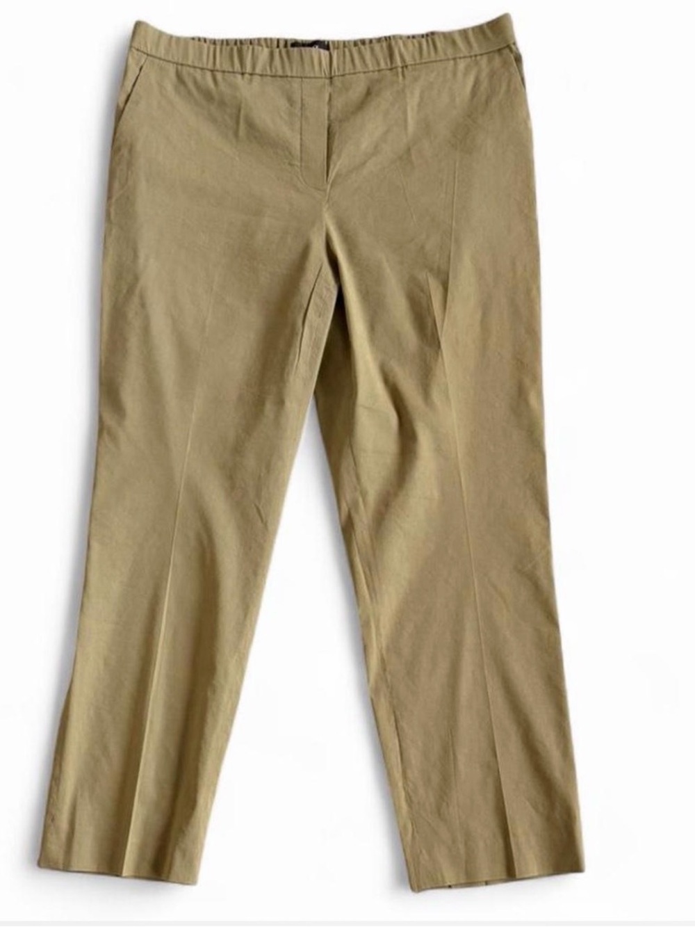 Theory Slim Cropped Linen Blend Pants Green